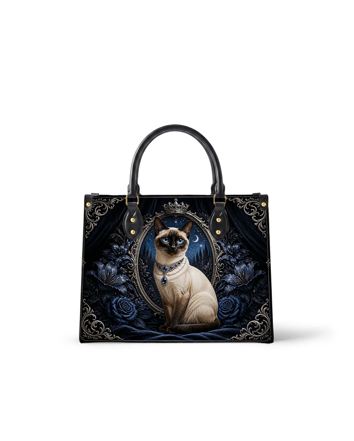 Regal Brocade Leather Handbag