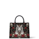 Crowned Tiger Leather Handbag