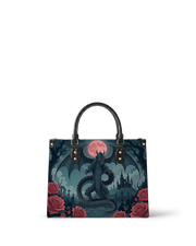 Crimson Moon Dragon Leather Handbag