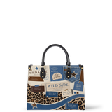 Leopard Denim Leather Handbag