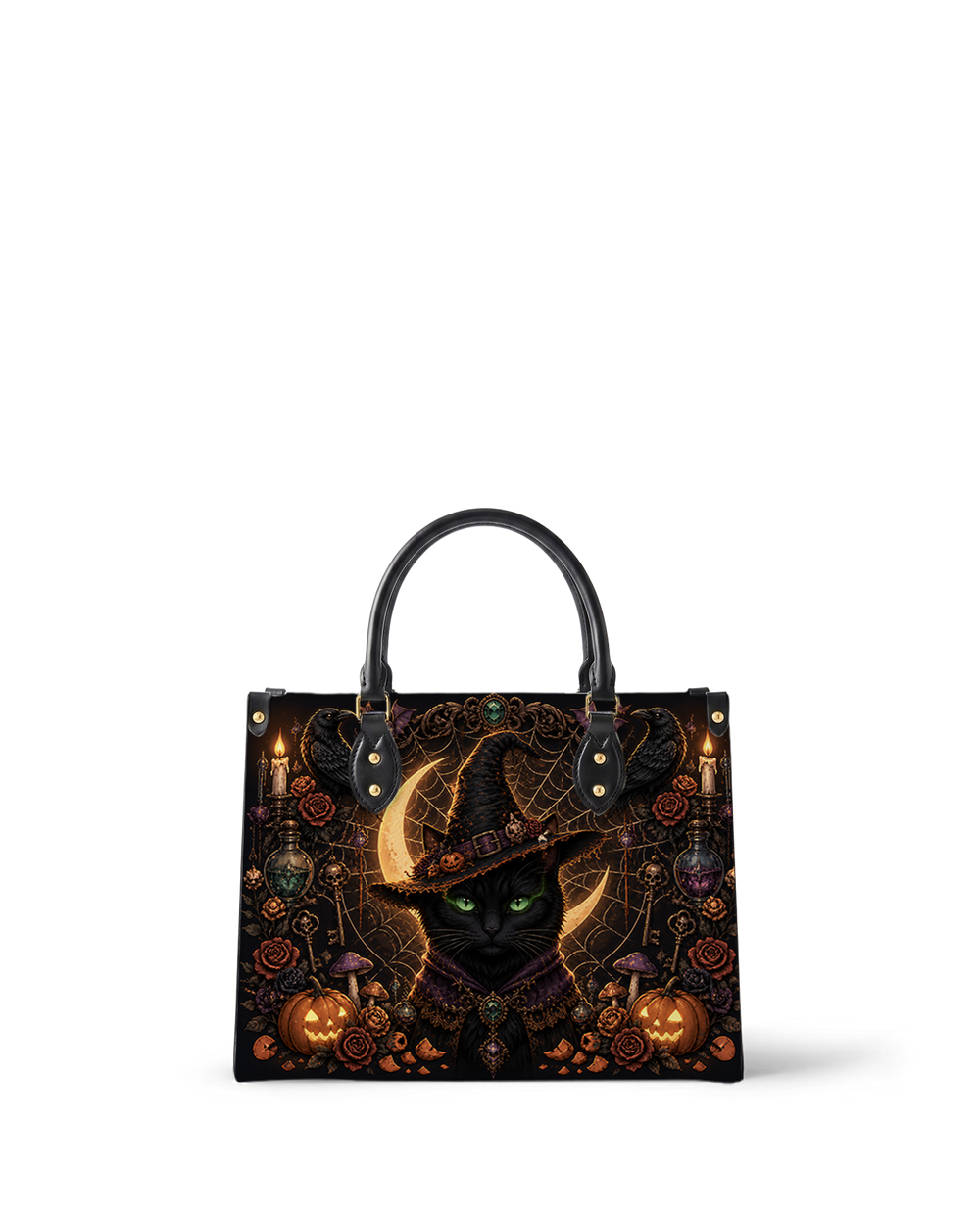Ebon Feline Leather Handbag