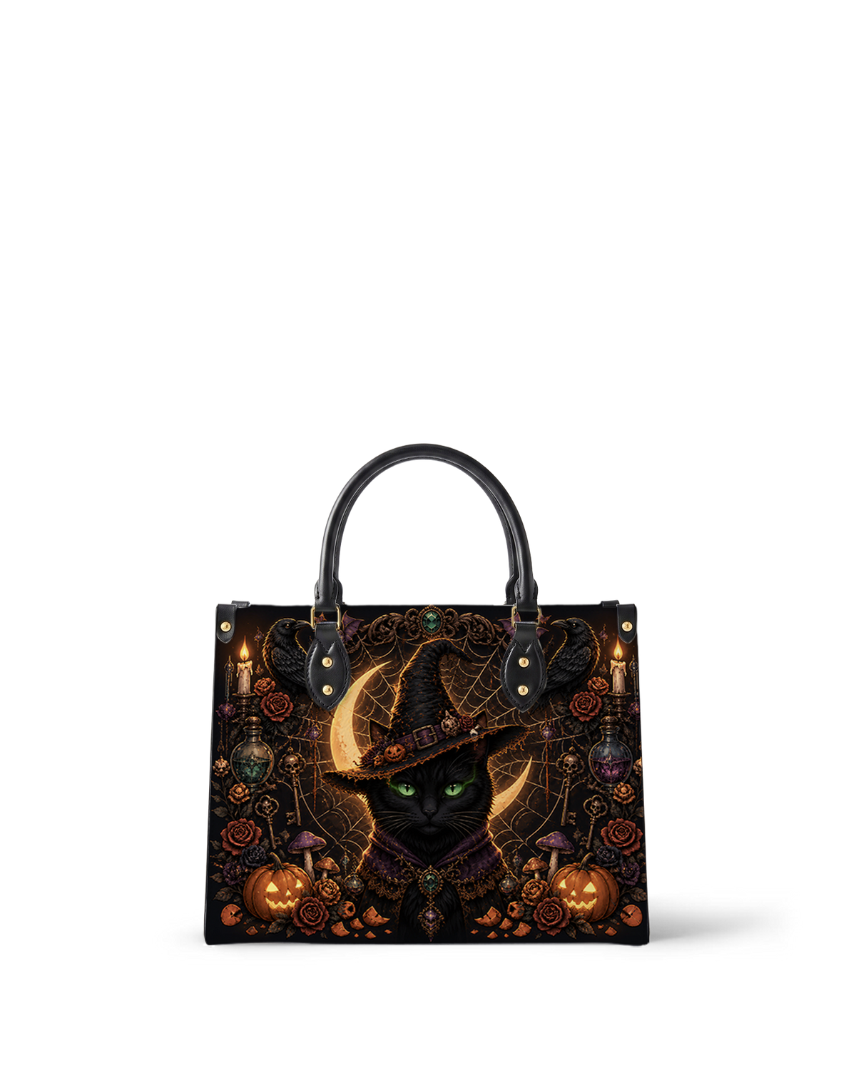 Ebon Feline Leather Handbag