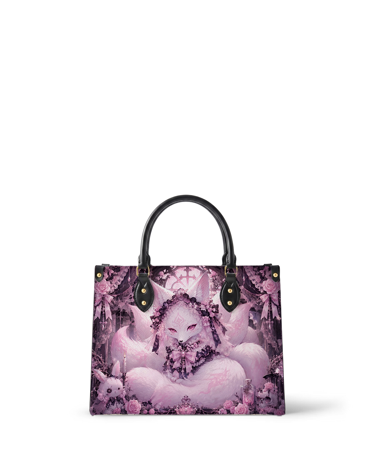 Kitsune Rose Leather Handbag