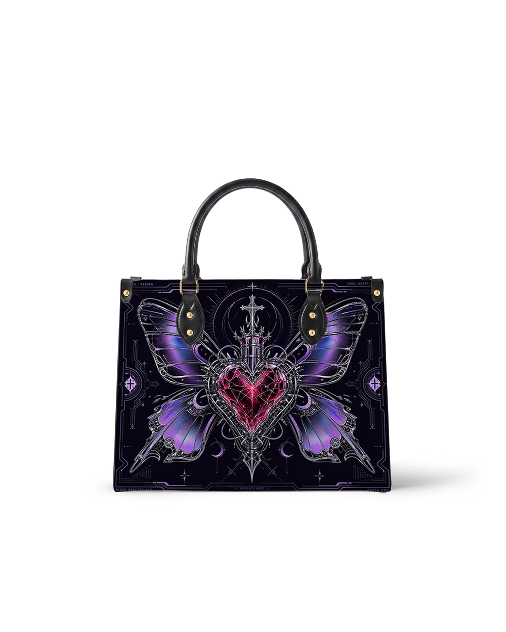 Sacred Heart Butterfly Leather Handbag