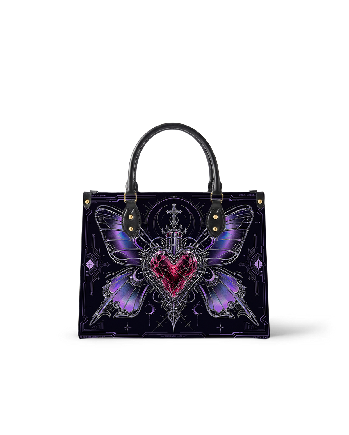 Sacred Heart Butterfly Leather Handbag