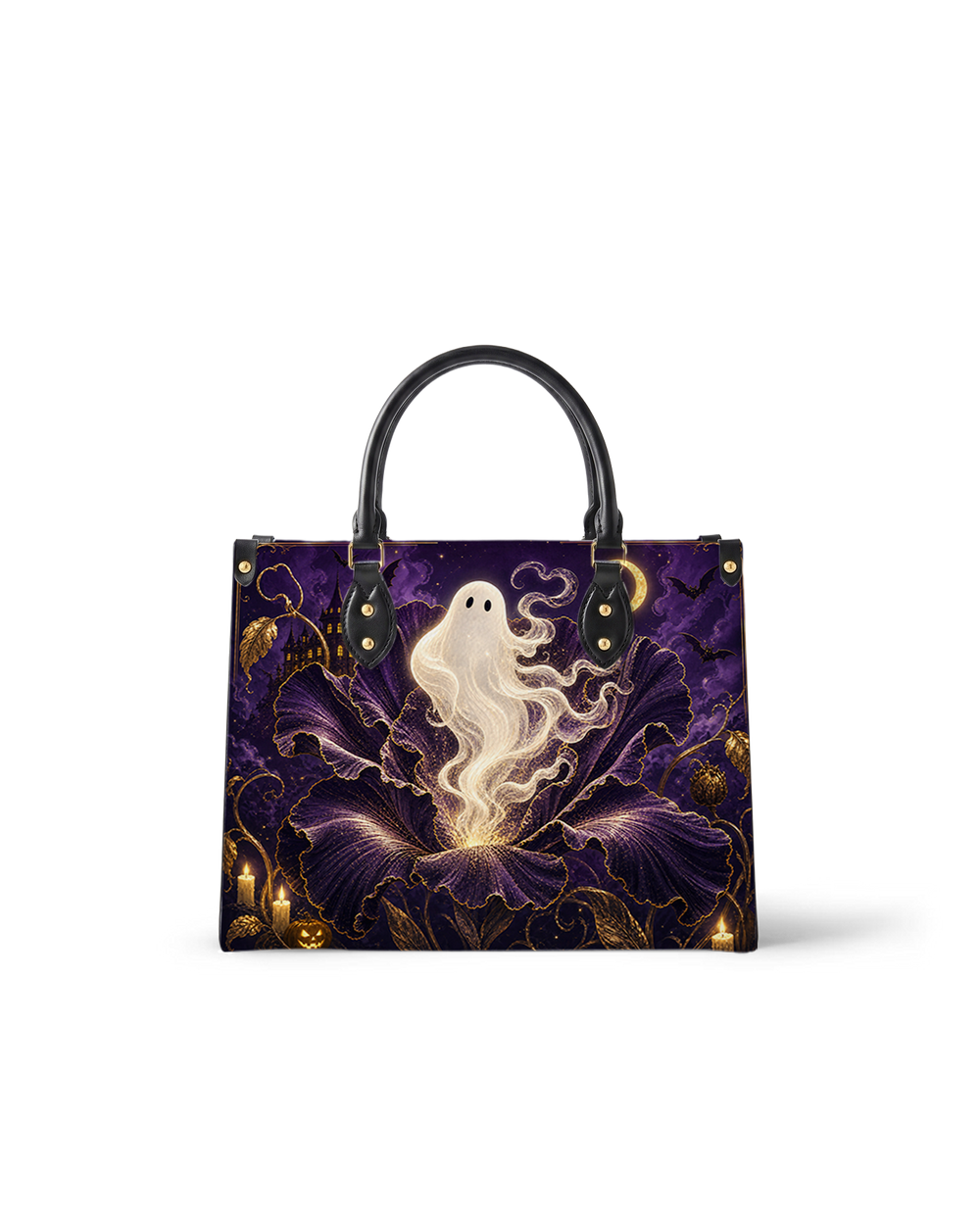 Noir Petal Leather Handbag