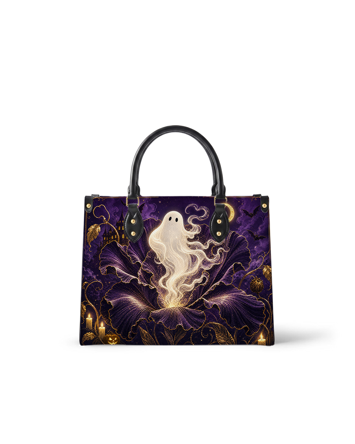 Noir Petal Leather Handbag