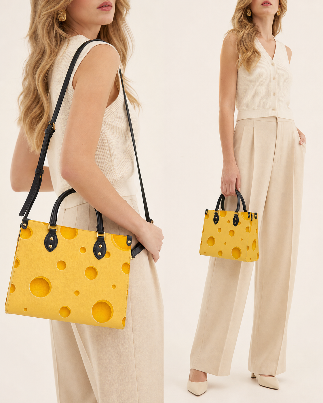 Cheese Bubbly Leather Handbag