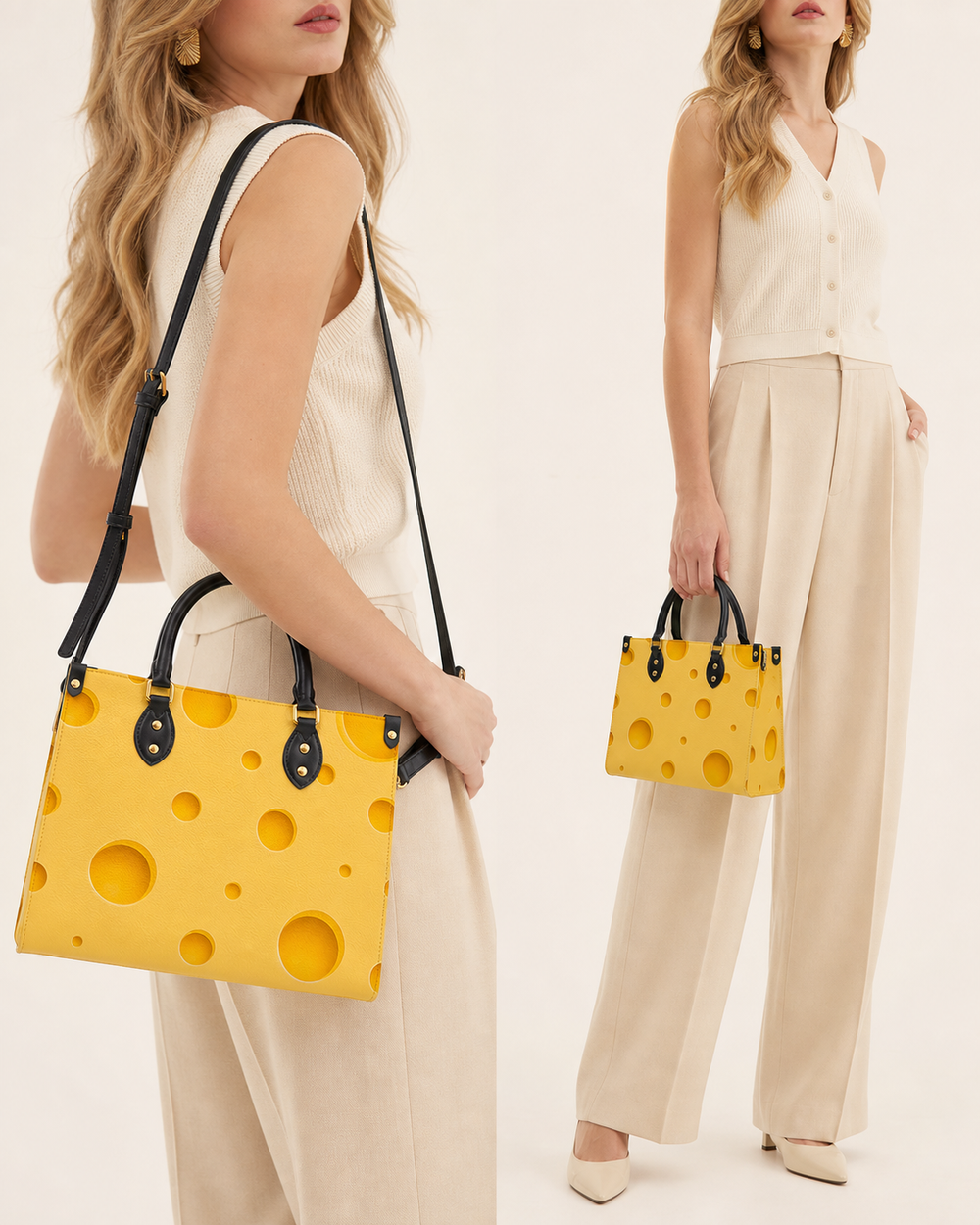 Cheese Bubbly Leather Handbag