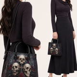 Trinity Skulls Leather Handbag