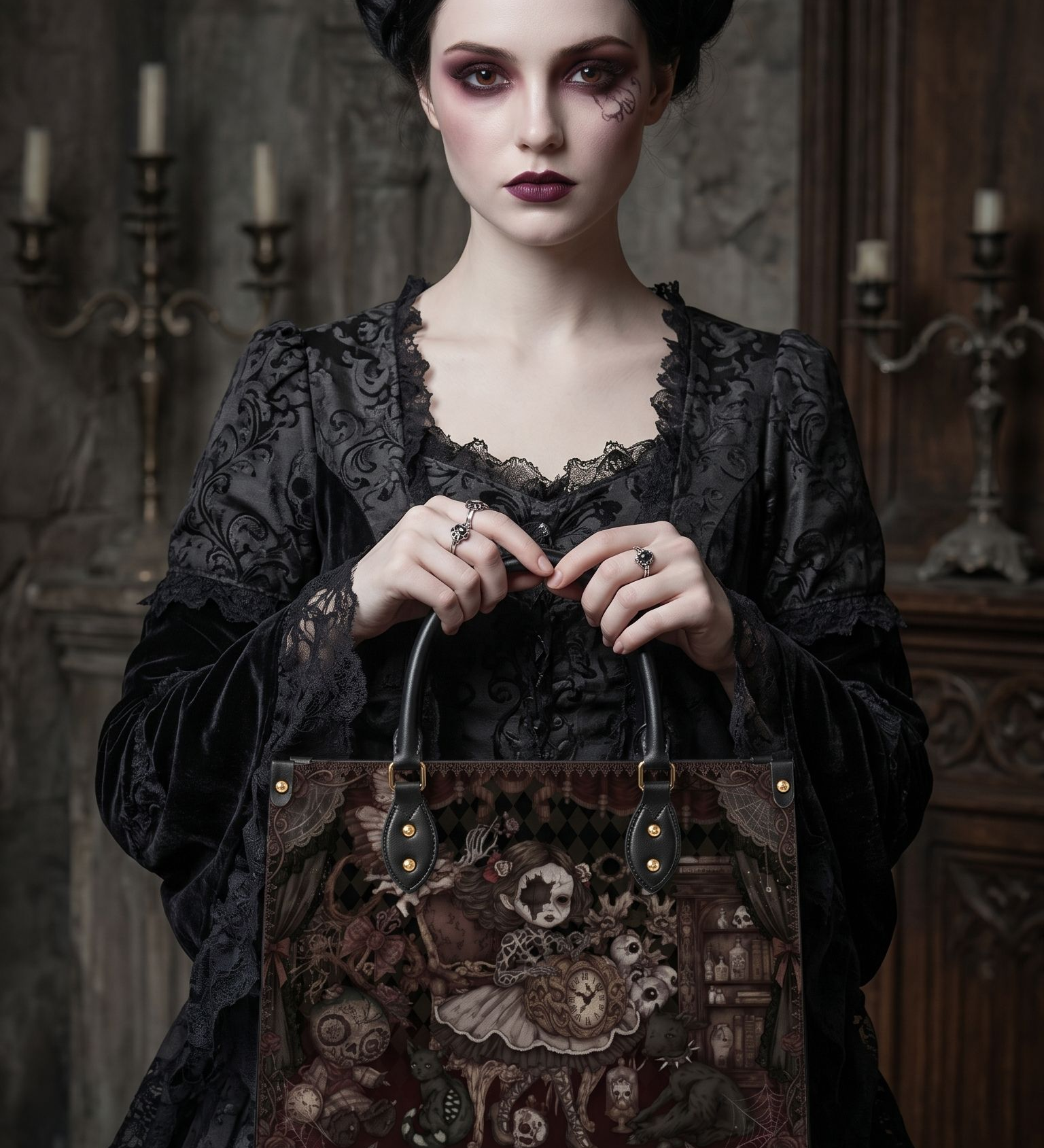 Tick Tock Leather Handbag