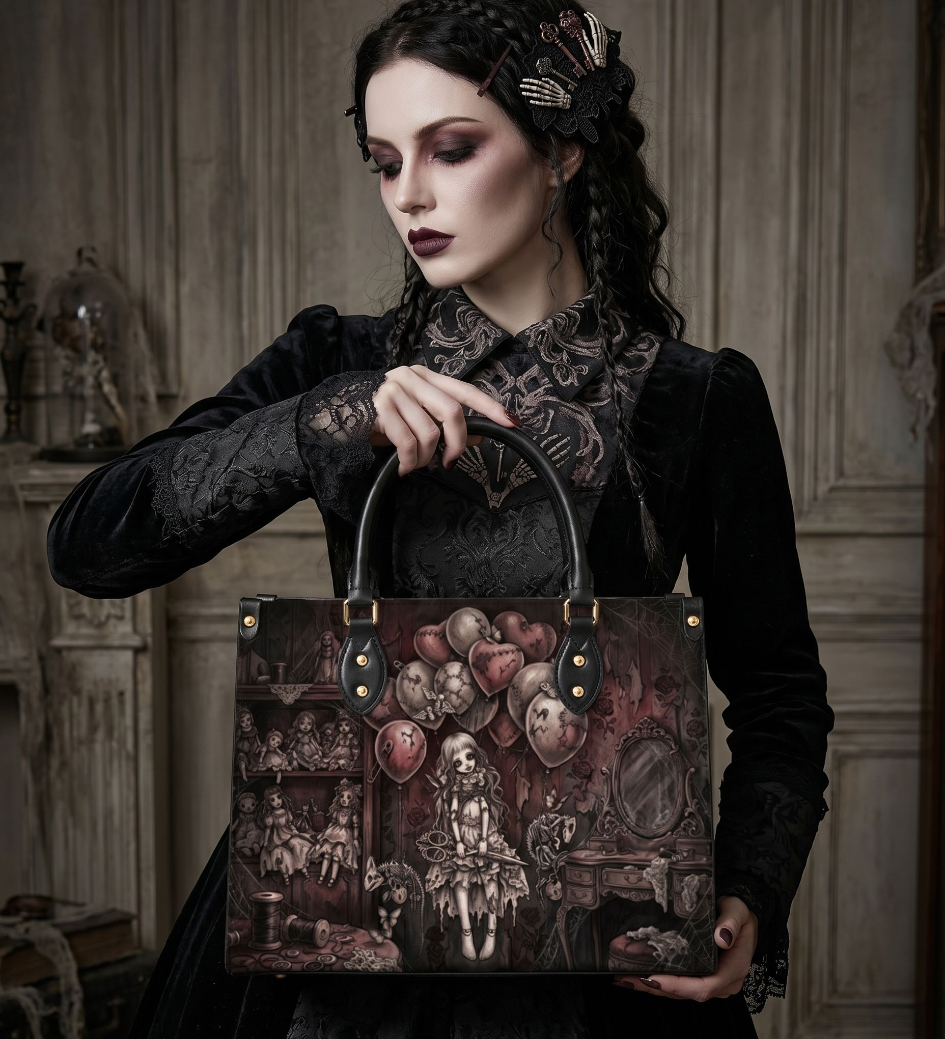 Velvet Shadows Leather Handbag