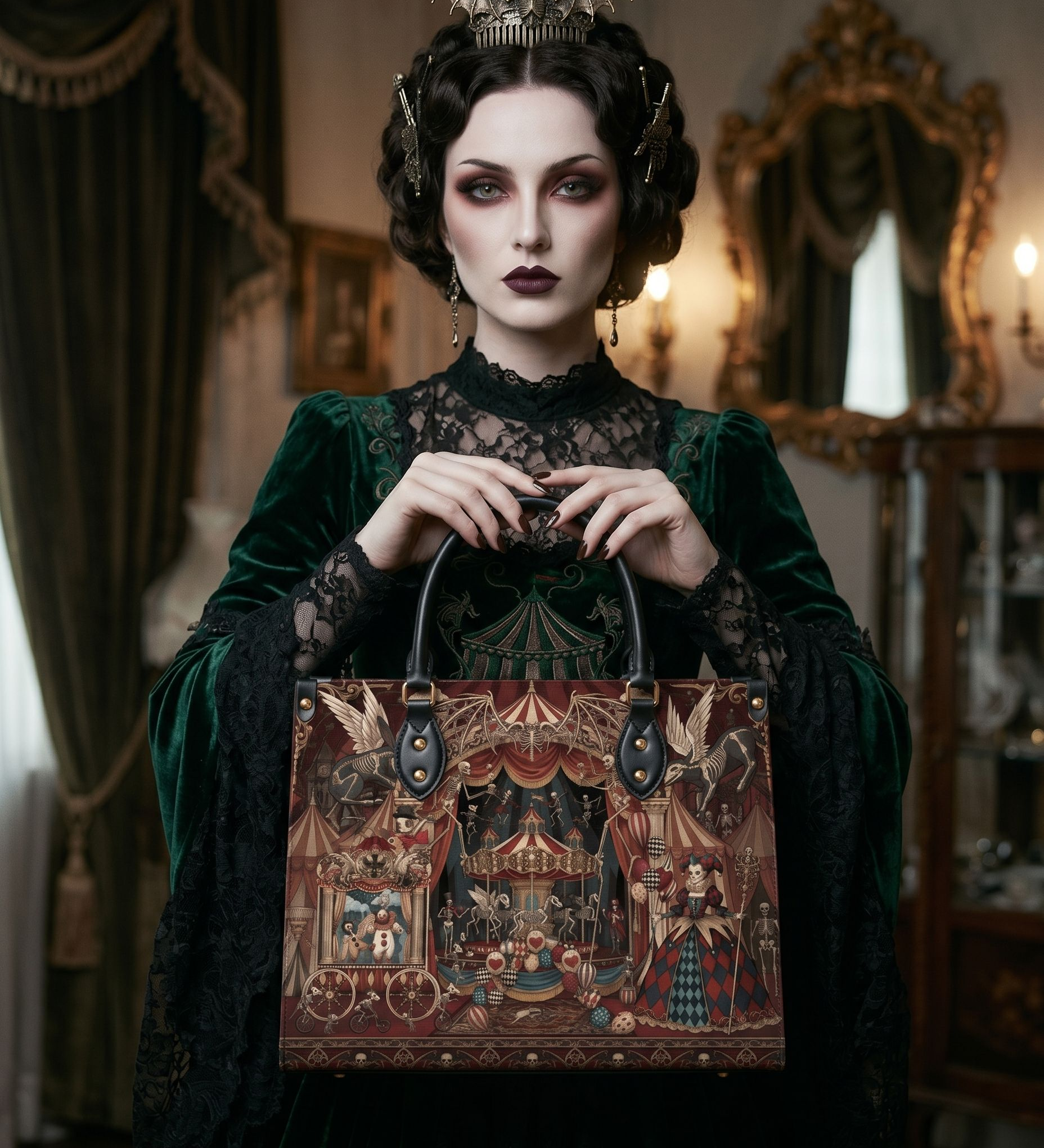 Gothic Circus Leather Handbag