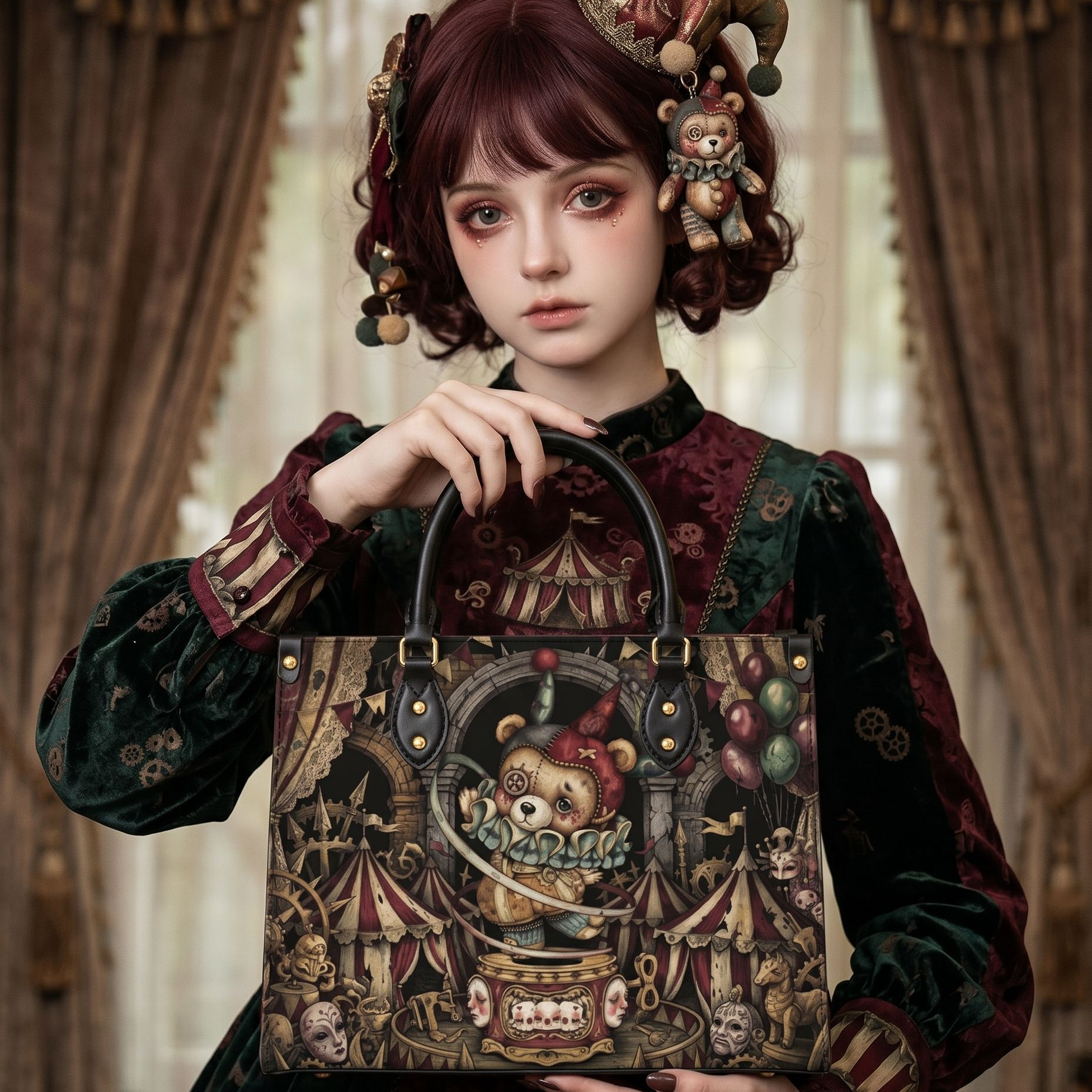 Tragic Jester Leather Handbag
