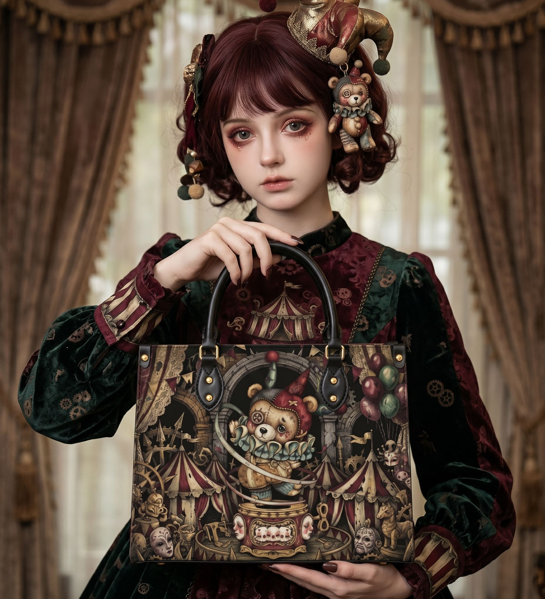 Tragic Jester Leather Handbag
