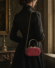Rouge Polka Velvet Clutch