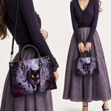 Violet Moon Feline Leather Handbag