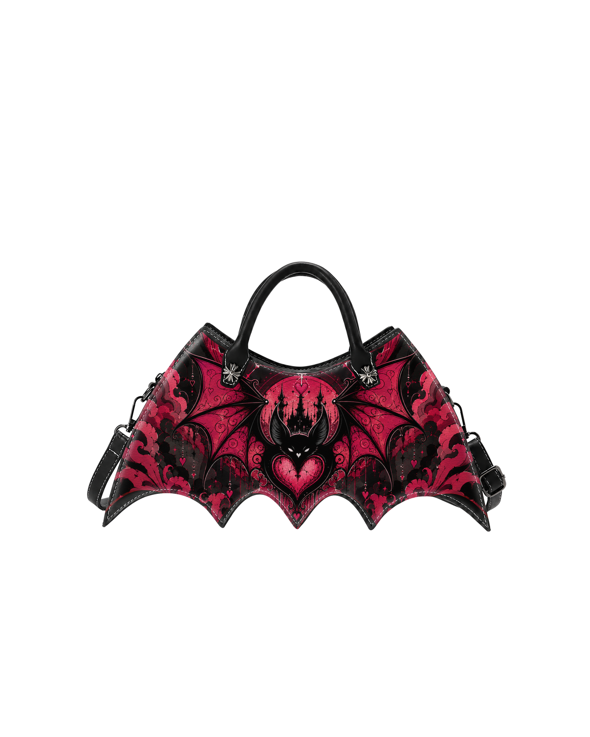 Crimson Heart Bat Castle Bat Wing Bag