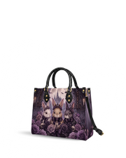 Violet Moon Bunnies Leather Handbag