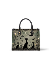 Nocturne Feline Leather Handbag