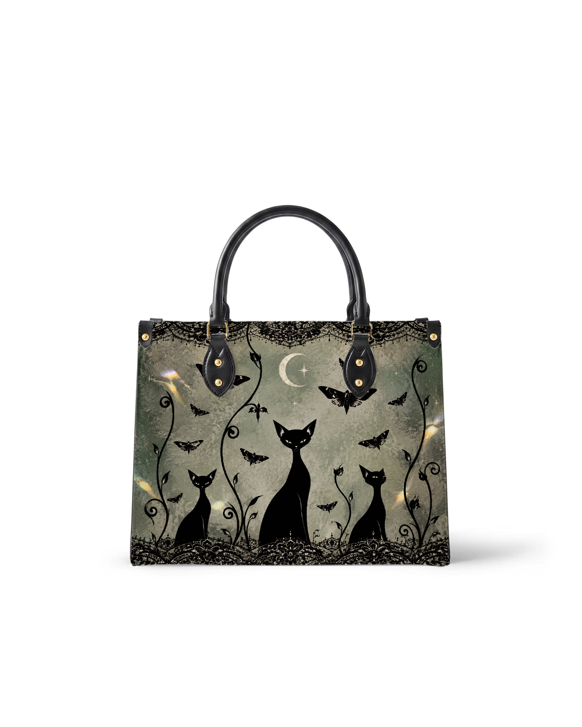 Nocturne Feline Leather Handbag