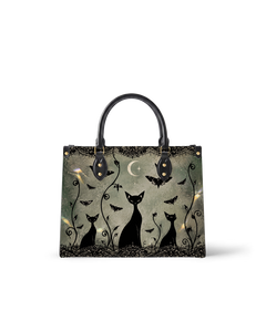 Nocturne Feline Leather Handbag