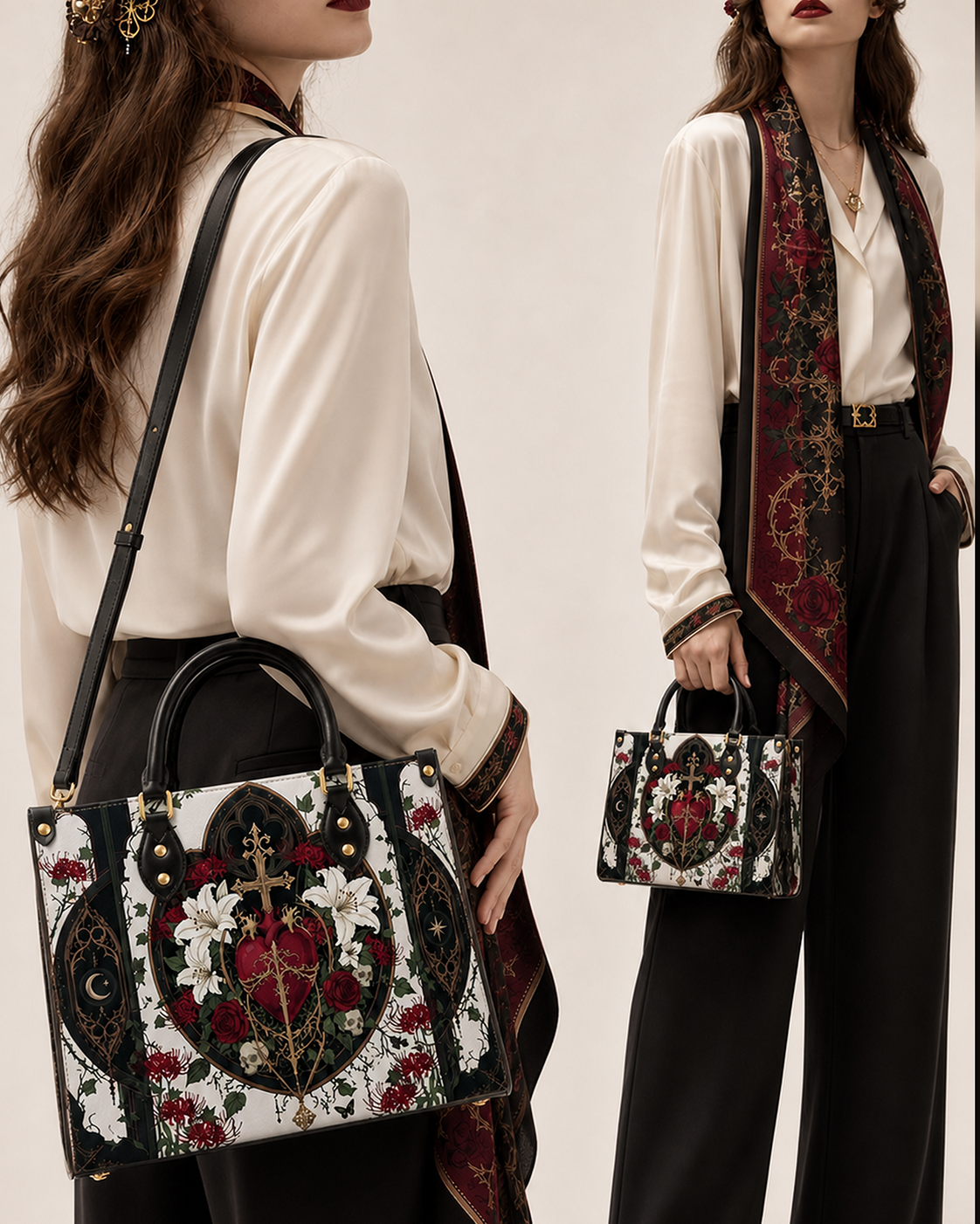 Sacred Heart Lily Leather Handbag