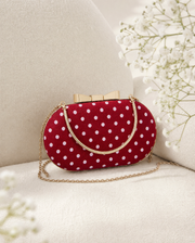 Rouge Polka Velvet Clutch