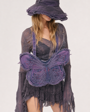Purple Frayed Butterfly Backpack