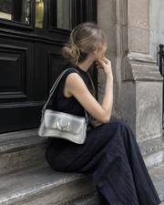 Silver Crescent Moon Shoulder Bag