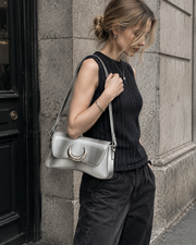 Silver Crescent Moon Shoulder Bag