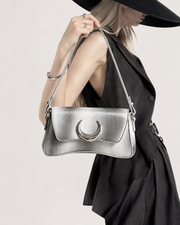 Silver Crescent Moon Shoulder Bag