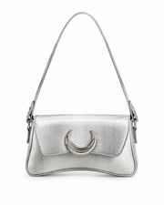 Silver Crescent Moon Shoulder Bag