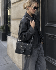Dark Retro Studded Shoulder Bag