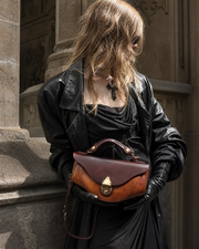 Vintage Two-Tone Saddle Handbag