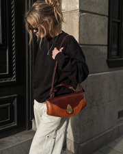 Vintage Two-Tone Saddle Handbag
