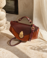 Vintage Two-Tone Saddle Handbag