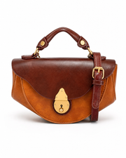 Vintage Two-Tone Saddle Handbag