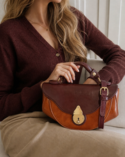 Vintage Two-Tone Saddle Handbag