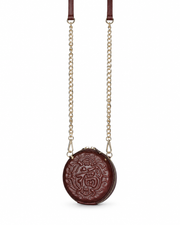 Dark Brown Embossed Circle Handbag