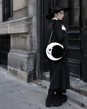 Glossy Moon Skull Round Purse