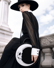 Glossy Moon Skull Round Purse