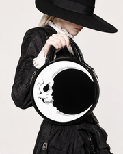 Glossy Moon Skull Round Purse