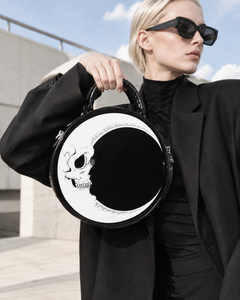 Glossy Moon Skull Round Purse