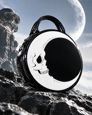 Glossy Moon Skull Round Purse