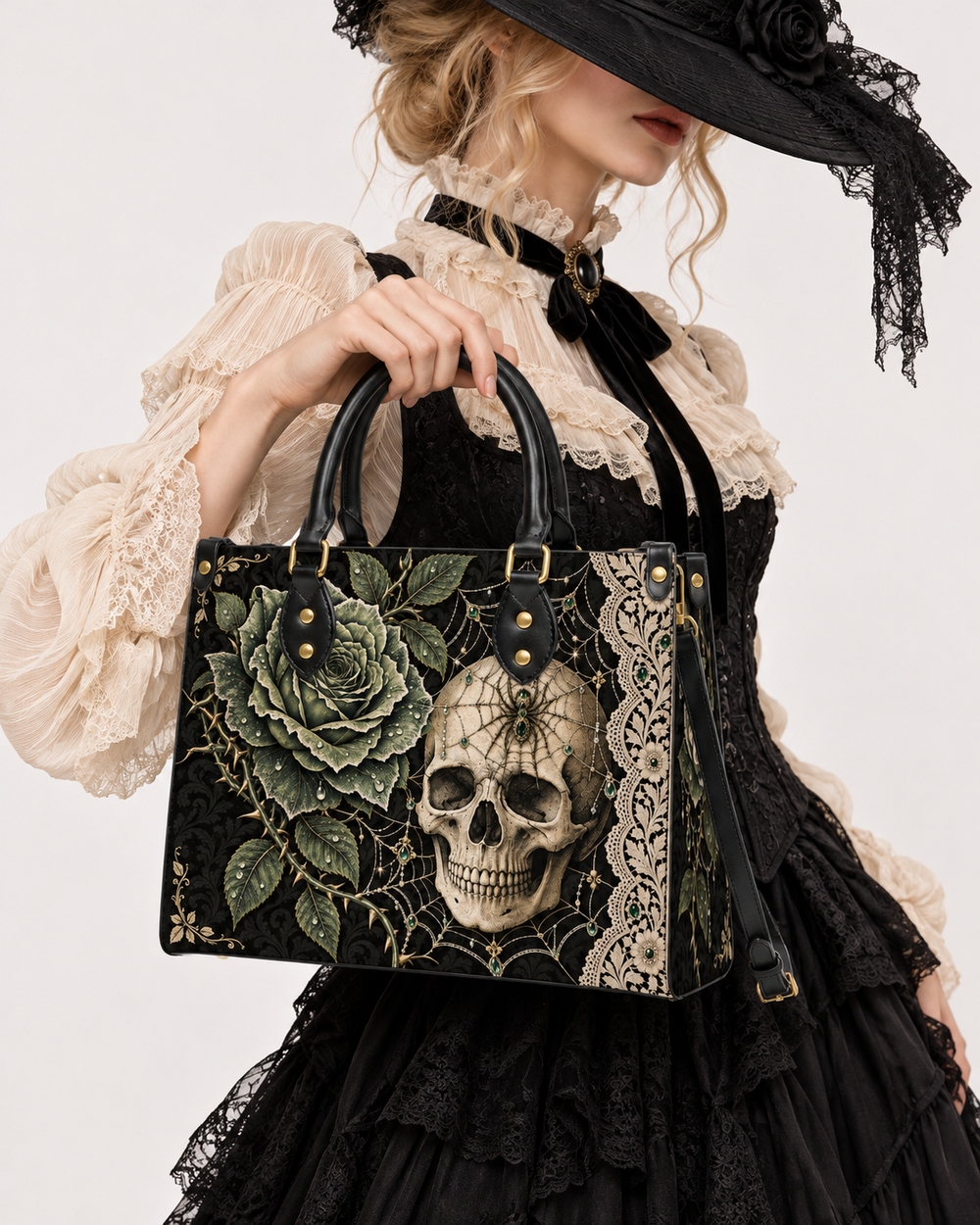 Rose Reticulum Leather Handbag
