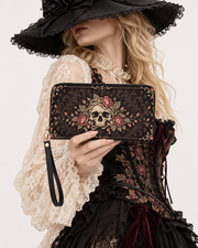 Lace Bone Long Zip Wallet