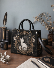 Dual Feline Leather Handbag