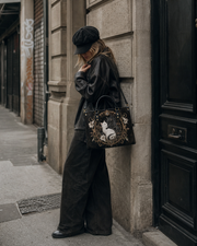 Dual Feline Leather Handbag