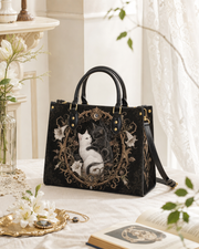 Dual Feline Leather Handbag